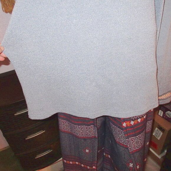 Outback Trading Waffle Knit Henley Sweater Top Size 3X Embroidered Western Aztec - Picture 5 of 14